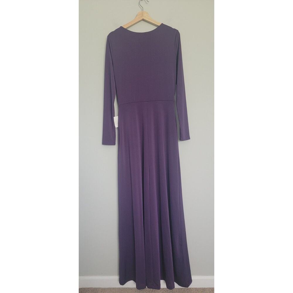 NWT Lulus Womens XL Maxi Dress Faux Wrap V Neck Long Sleeve Purple - Picture 2 of 10